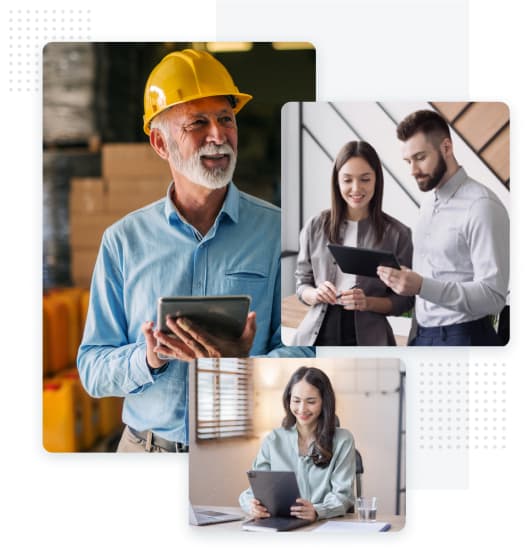 Construction worker with tablet